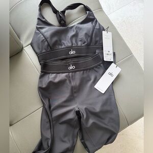 ALO Yoga Black Seamless Legging Jumpsuit Set